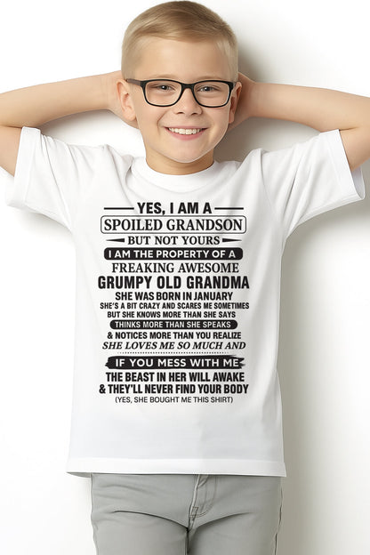 Yes I’m A Stubborn Grandson T-Shirt – Birthday Gift From February Grandma / Woman - tracy02 (SKU10-171-02)