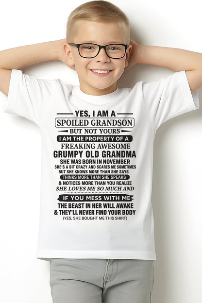Yes I’m A Stubborn Grandson T-Shirt – Birthday Gift From November Grandma / Woman - tracy11 (SKU10-171-11)