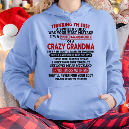 I'M A SPOILED GRANDDAUGHTER OF A CRAZY GRANDMA - From Grandma - tracy00 (SKU-GMD1-NTT00)