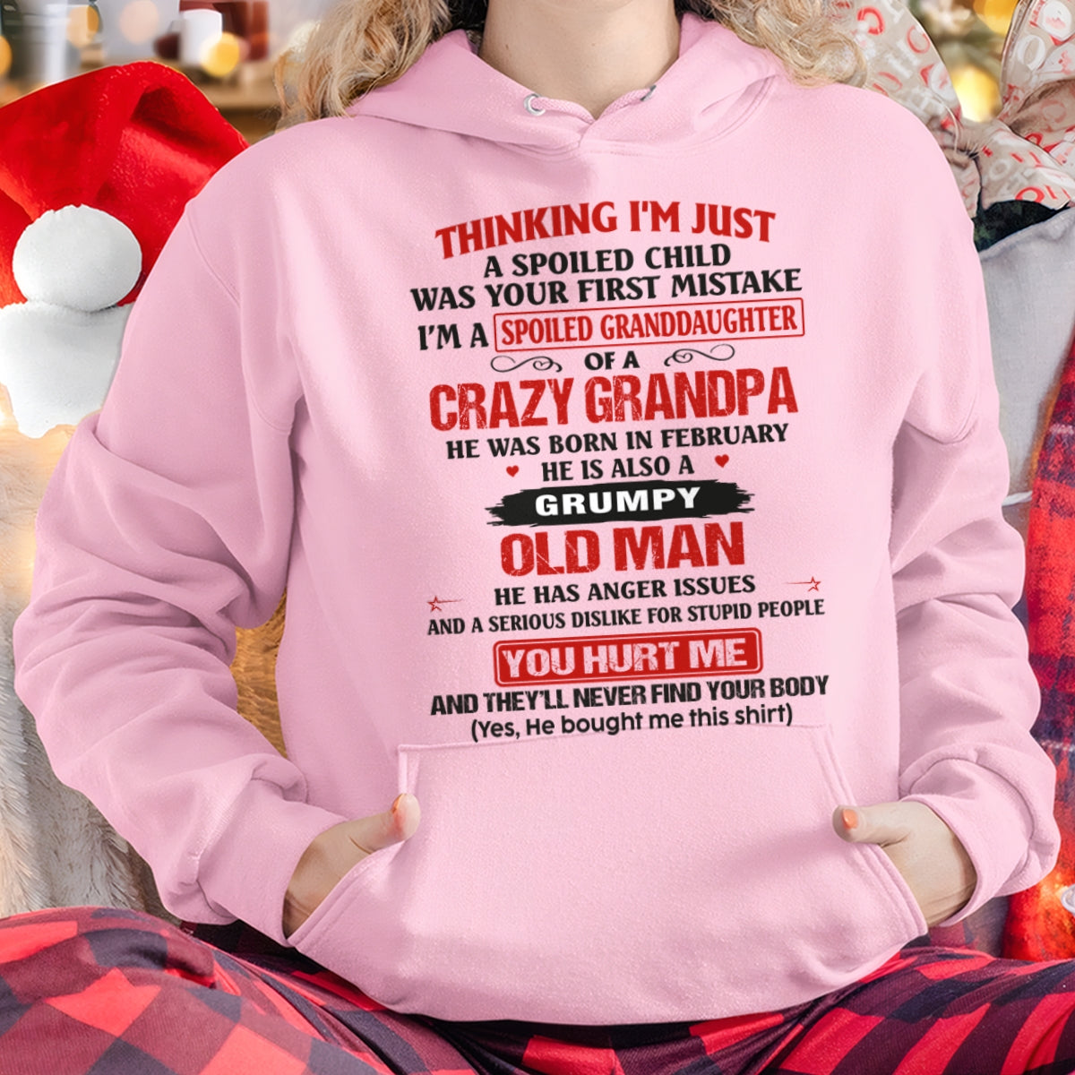 Spoiled Granddaughter of a Crazy Grandpa Shirt – Birthday Gift from February Grandpa / Man - XUAN02 (SKU12-200-02)