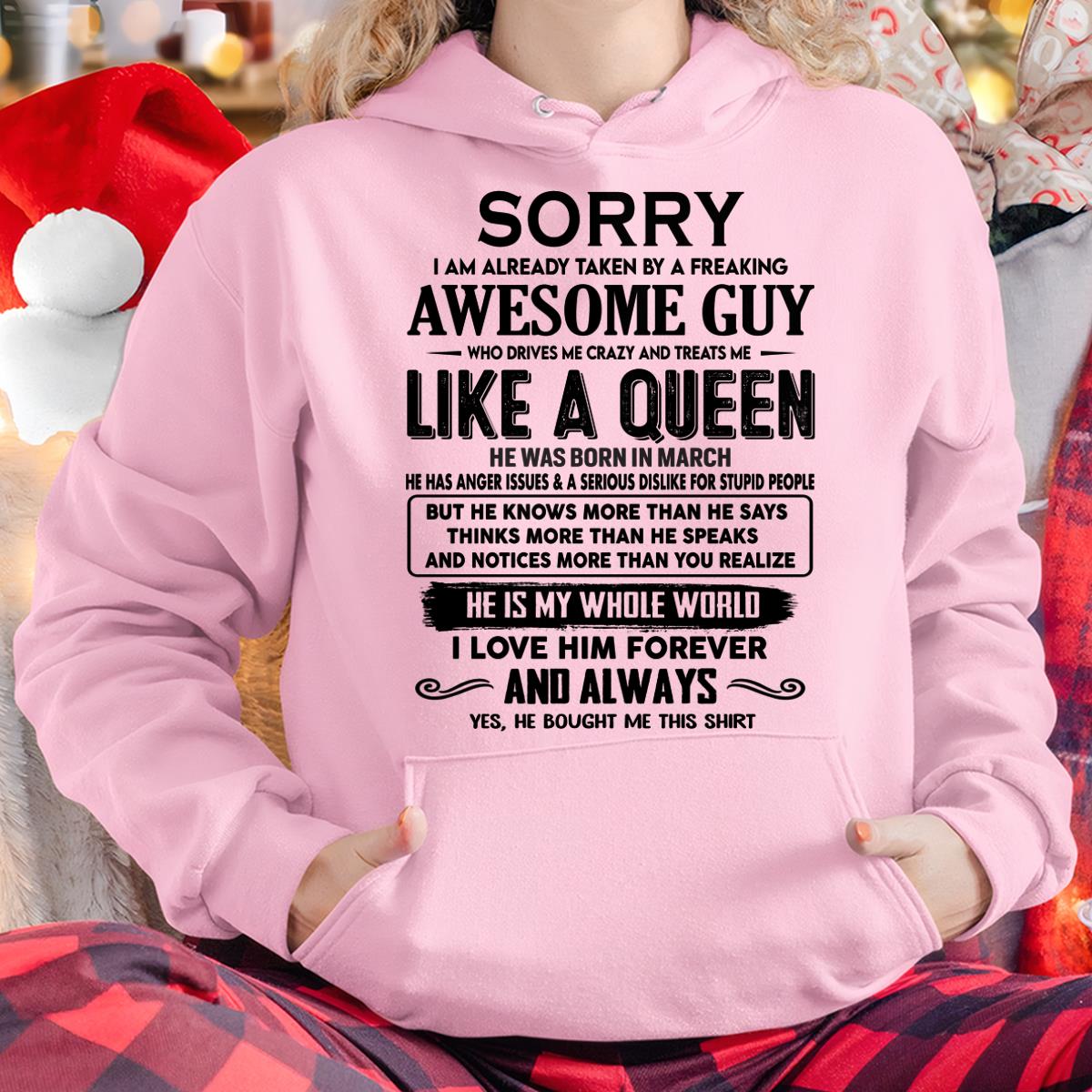 March - Sorry I am already taken by a freaking awesome guy - Gift for Wife From Husband - tracy03 (SKU-SRG-03)