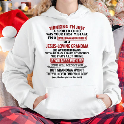 Christian Girl Shirt – Spoiled by Grandma March Edition – From Grandma to Granddaughter tracy03 (SKU07-181-03)