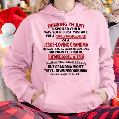 Christian Girl Shirt – Spoiled by Grandma – From Grandma to Granddaughter tracy00 (SKU07-181-00)