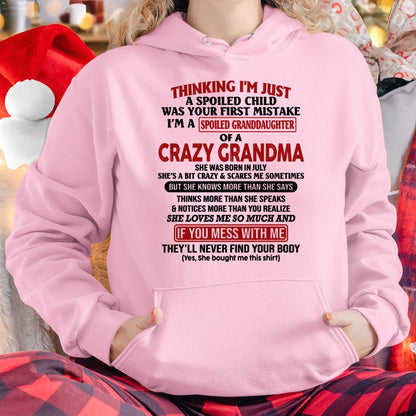 JULY - I'M A SPOILED GRANDDAUGHTER OF A CRAZY GRANDMA - From Grandma - tracy07 (SKU-GMD1-NTT07)