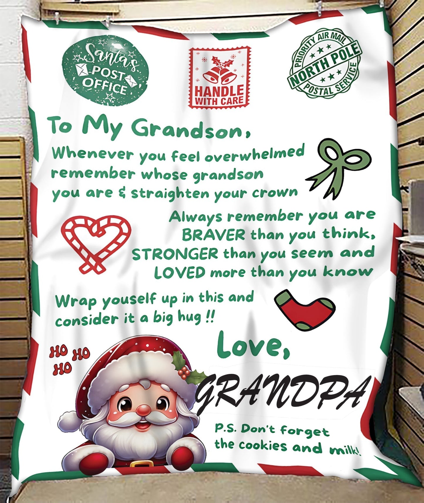 BLANKET FOR GRANDSON – COMFORT & WARMTH GIFT FROM GRANDPA  Sherpa Fleece Quilt Blanket tracy00 (SKUB10-182)