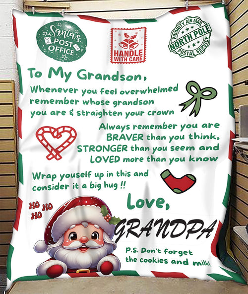 BLANKET FOR GRANDSON – COMFORT & WARMTH GIFT FROM GRANDPA  Sherpa Fleece Quilt Blanket tracy00 (SKUB10-182)