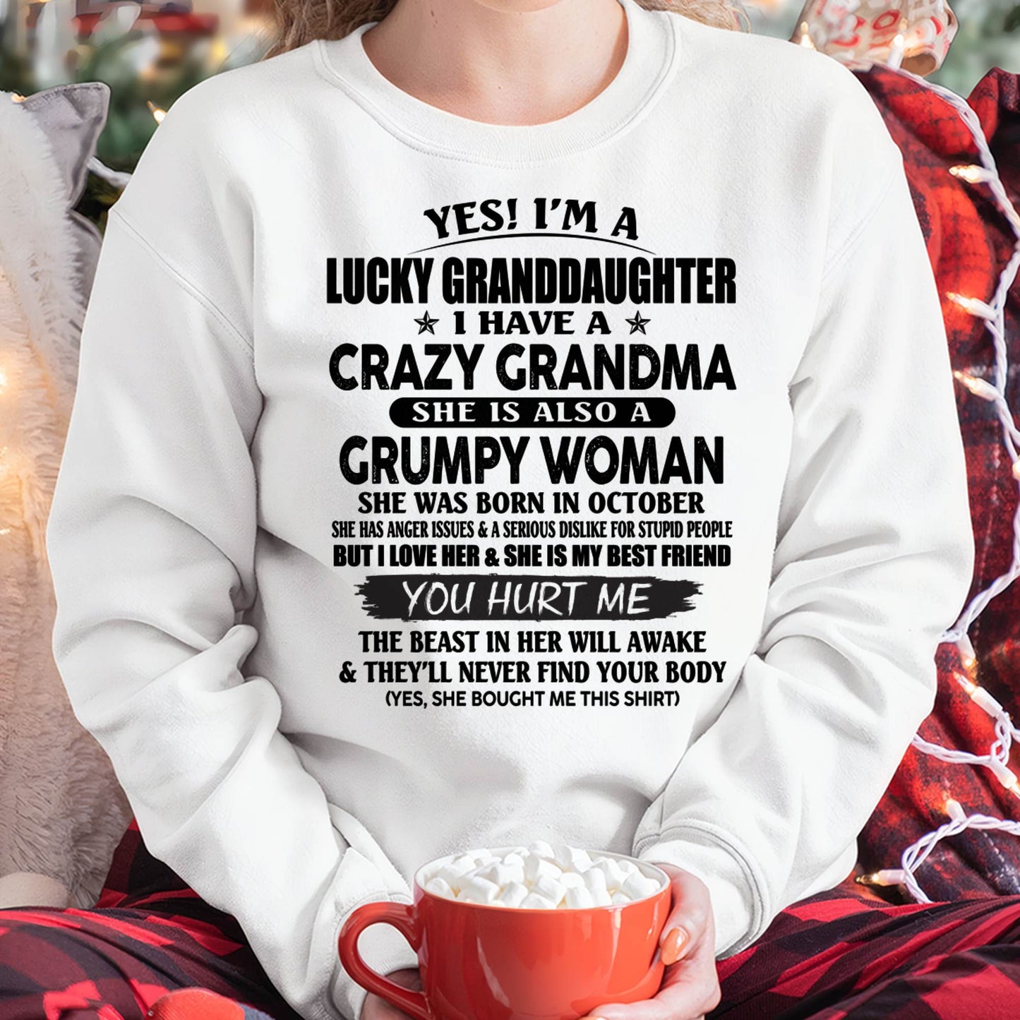 OCTOBER - LUCKY GRANDDAUGHTER OF CRAZY GRANDMA - PERFECT GIFT FROM GRANDMA - tracy10 (SKU12-146-10)