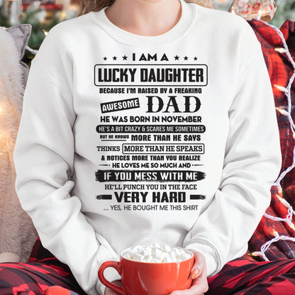 November - Lucky Daughter of Awesome Dad - Perfect Gift For Daughter From Dad - tracy11 (SKU08-47-11)