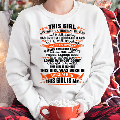 DECEMBER - HAS FOUGHT A THOUSAND BATTLES T-Shirt For WOMAN - TRACY12 (SKU2607-265-12)
