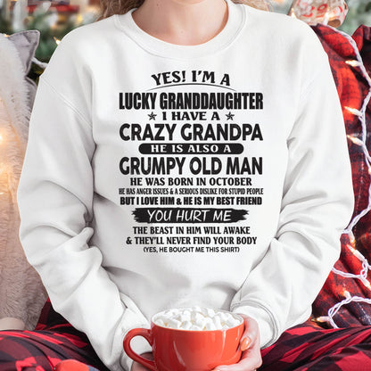 OCTOBER - LUCKY GRANDDAUGHTER OF CRAZY GRANDPA - PERFECT GIFT FOR YOUR GRANDDAUGHTER FROM GRANDPA - tracy10 (SKU10-150-10)