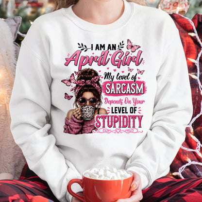 APRIL - SARCASM DEPENDS ON STUPID T-Shirt For WOMAN - TRACY04 (SKU2606-117-04)