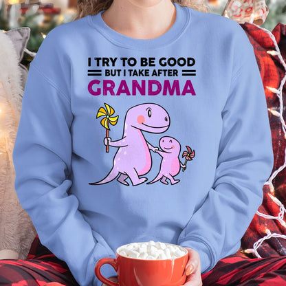 TRY TO BE GOOD BUT I TAKE AFTER GRANDMA- For granddaughter T shirt tracy00 (SKU07-87)
