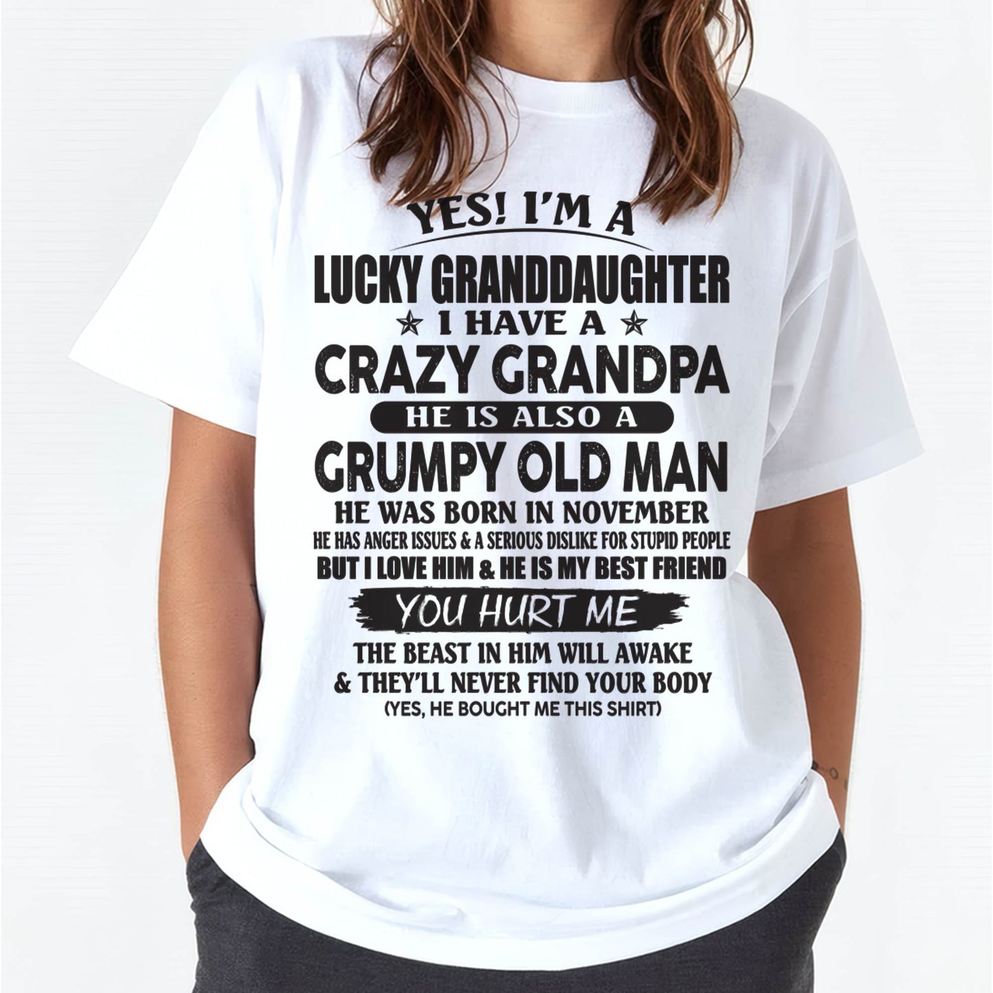 NOVEMBER - LUCKY GRANDDAUGHTER OF CRAZY GRANDPA - PERFECT GIFT FOR YOUR GRANDDAUGHTER FROM GRANDPA - tracy11 (SKU10-150-11)