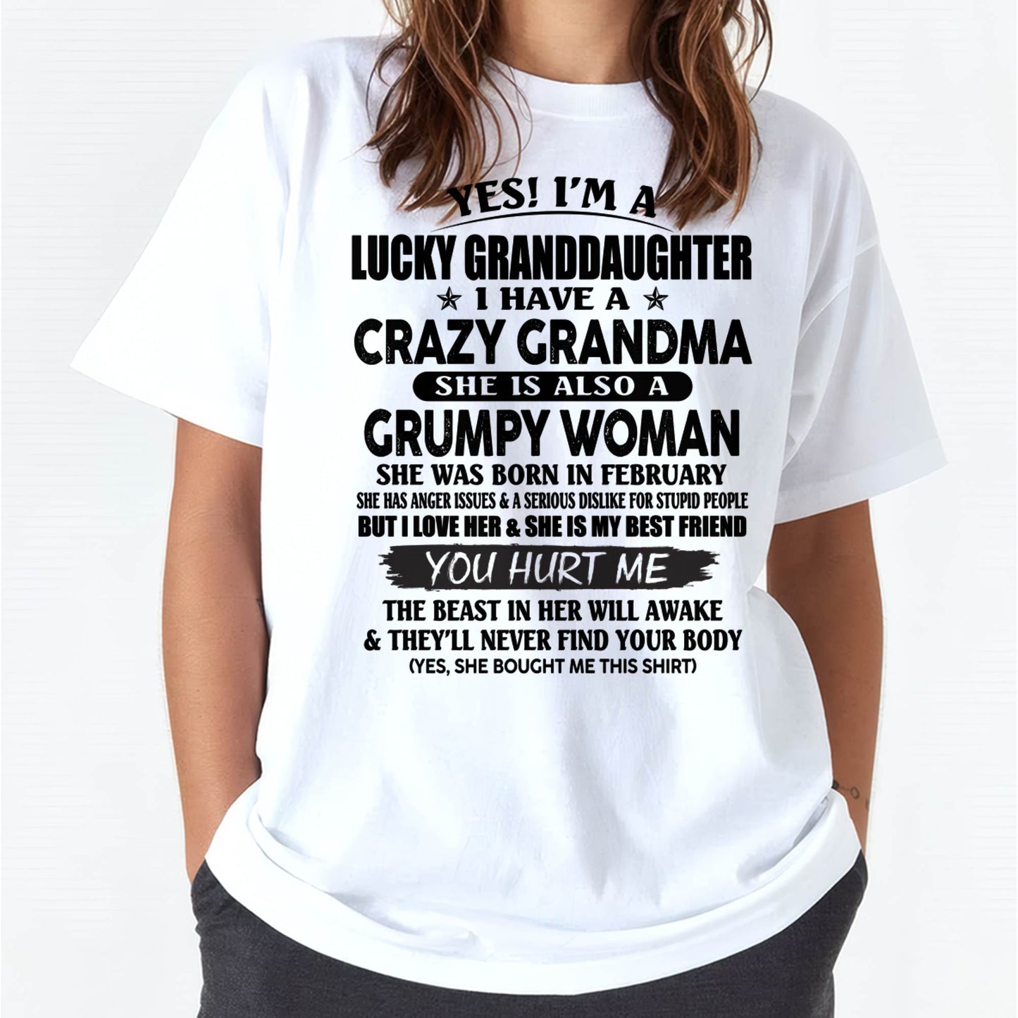 FEBRUARY - LUCKY GRANDDAUGHTER OF CRAZY GRANDMA - PERFECT GIFT FROM GRANDMA - tracy02 (SKU12-146-02)
