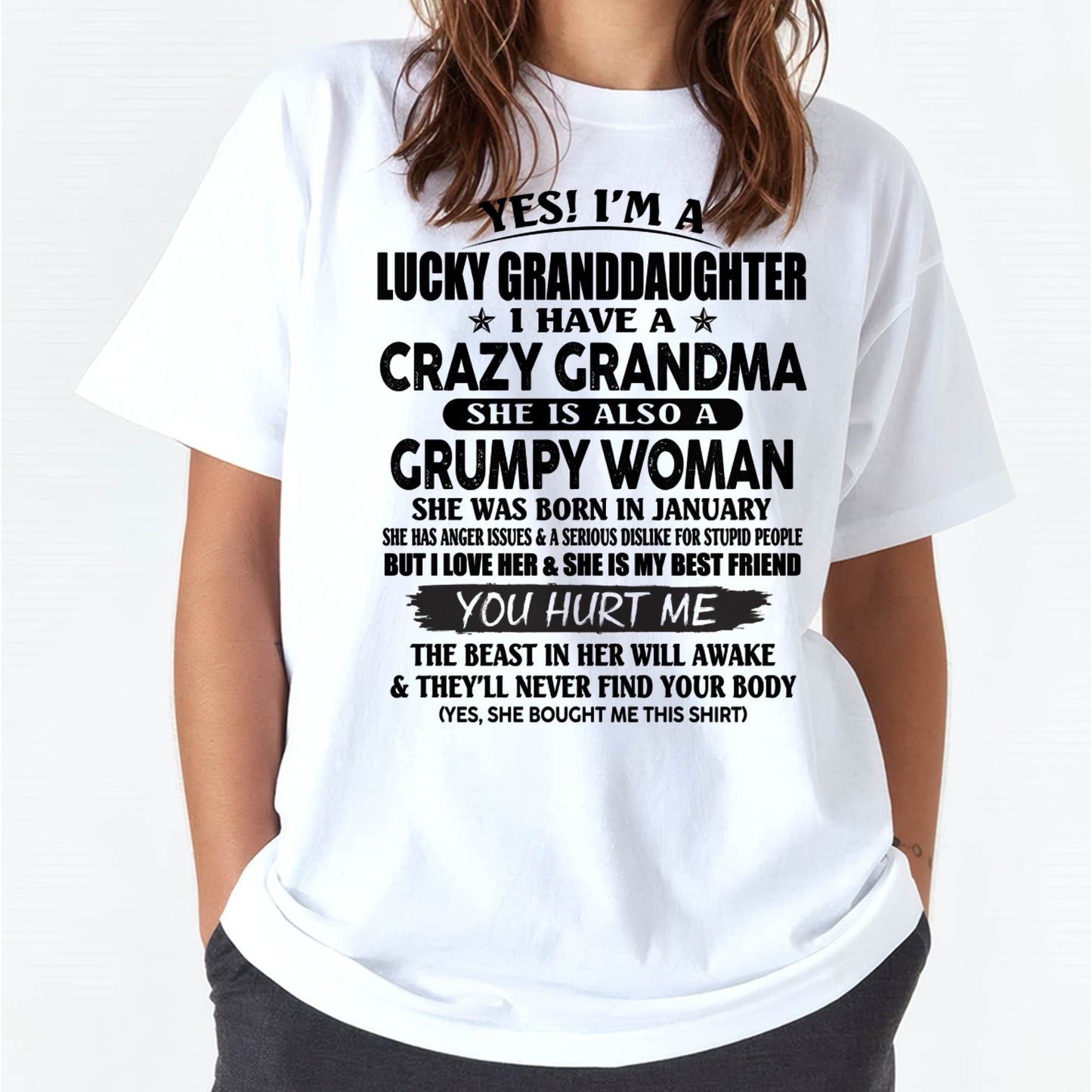 JANUARY - LUCKY GRANDDAUGHTER OF CRAZY GRANDMA - PERFECT GIFT FROM GRANDMA - tracy01 (SKU12-146-01)