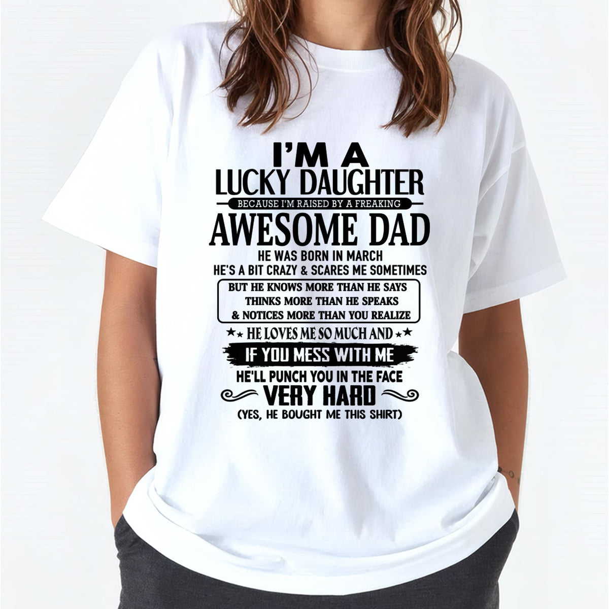 March - I'm Lucky Daughter - Gift for Daughter from Dad - KATE03 (SKU-TLUCKYDD-03)