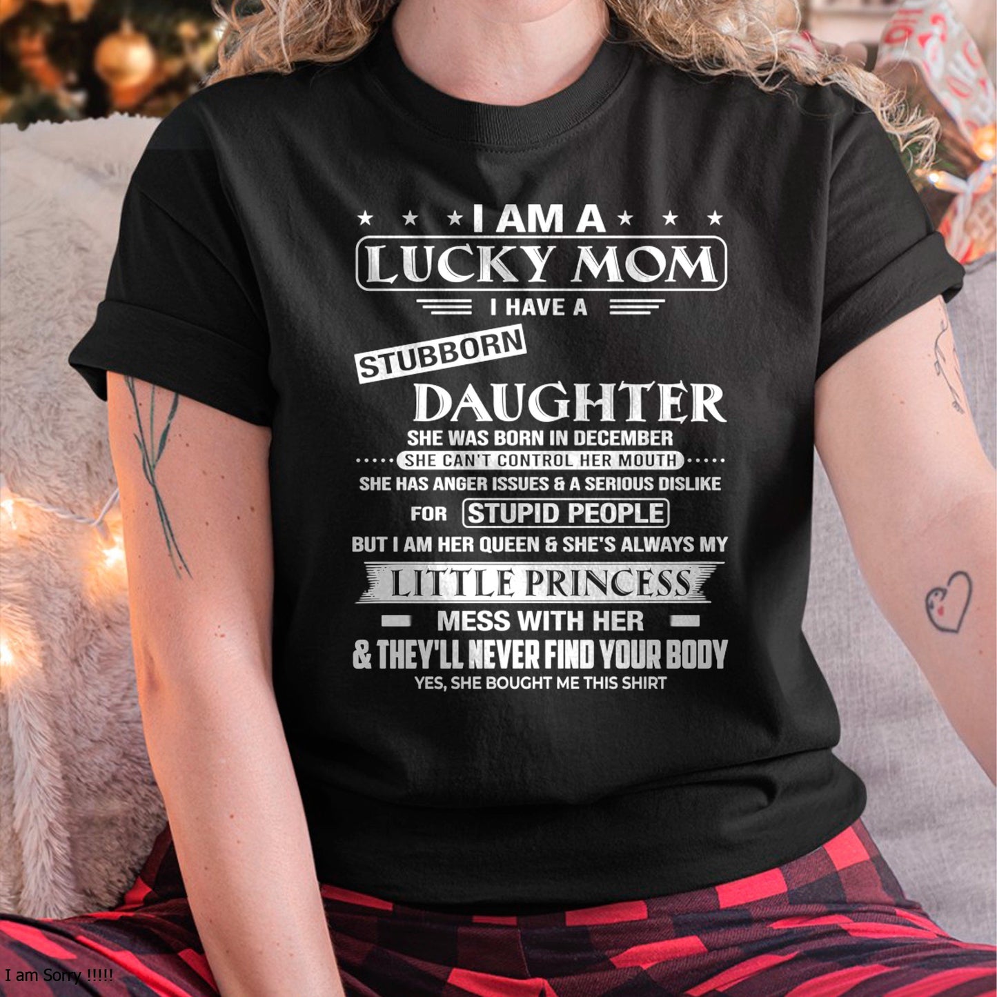 DECEMBER - AS A LUCKY MOM T-Shirt From DAUGHTER - TRACY12 (SKU2603-175-12)