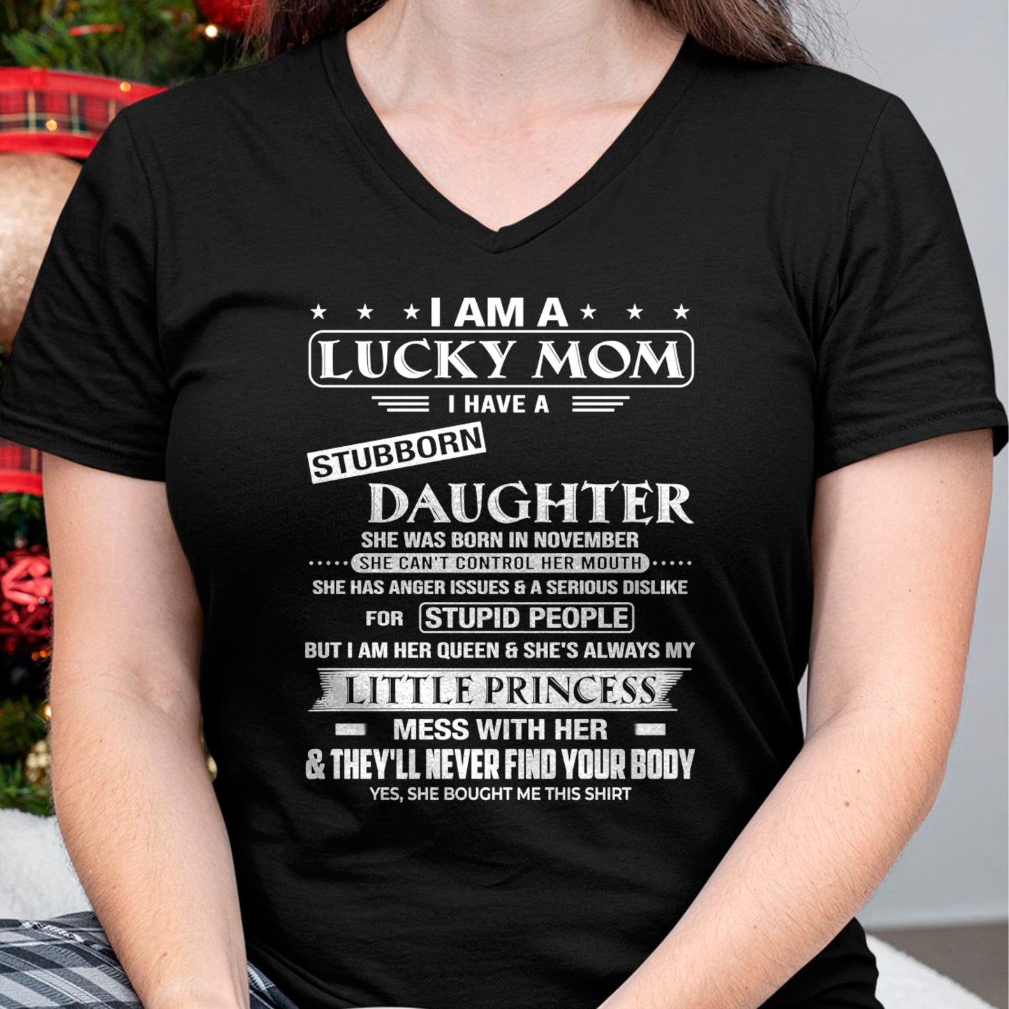 NOVEMBER - AS A LUCKY MOM T-Shirt From DAUGHTER - TRACY11 (SKU2603-175-11)