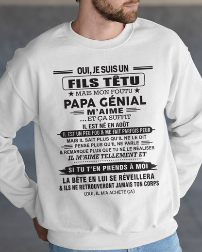 AOÛT - Oui, je suis un garçon têtu – T-shirt | Cadeau d’anniversaire de papa pour son fils - XUAN08 / fr08 (SKU12-260-08)