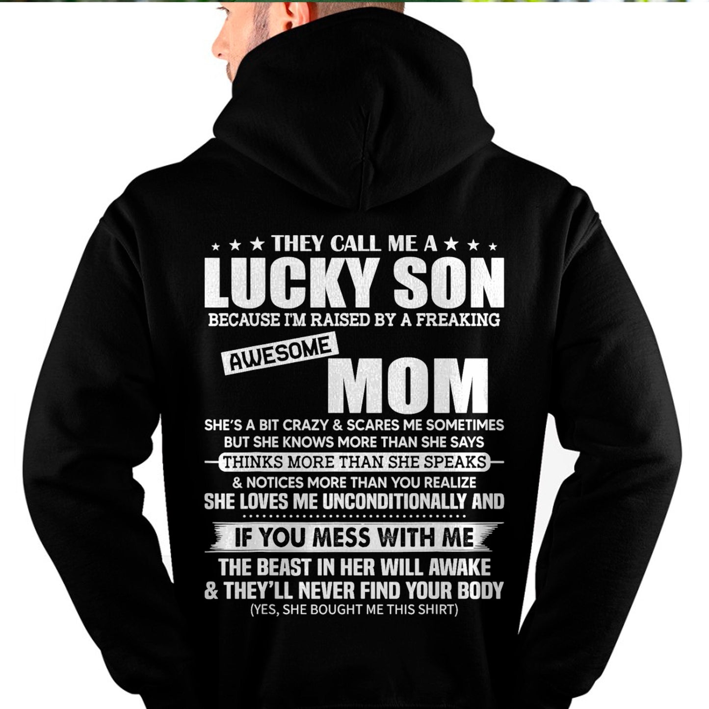 They Call Me a Lucky Son Raised by a Freaking Awesome Mom T-Shirt From MOM - TRACY00 - (SKU-TRACY110507)