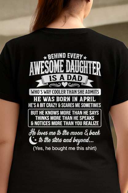 APRIL - "DAD COOLER THAN DAUGHTER ADMITS" T-shirt From DAD - TRACY04 (SKU2606-249-04)