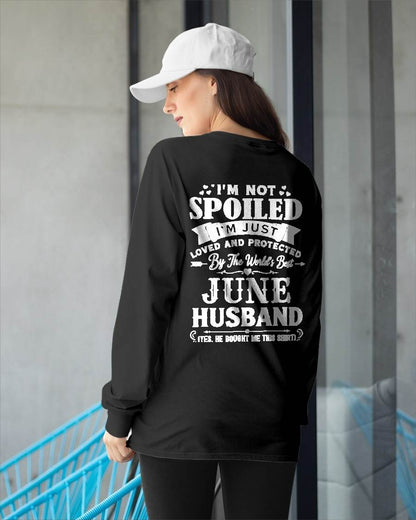 "I'M NOT SPOILED - I'M JUST LOVED AND PROTECTED BY MY HUSBAND" –  T - SHIRT FROM HUSBAND – tracy06 (SKU2606-165-06)