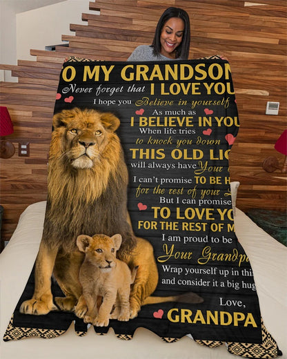 BLANKET FOR GRANDSON – COMFORT & WARMTH GIFT FROM GRANDPA  Sherpa Fleece Quilt Blanket tracy00 (SKUB09-113)