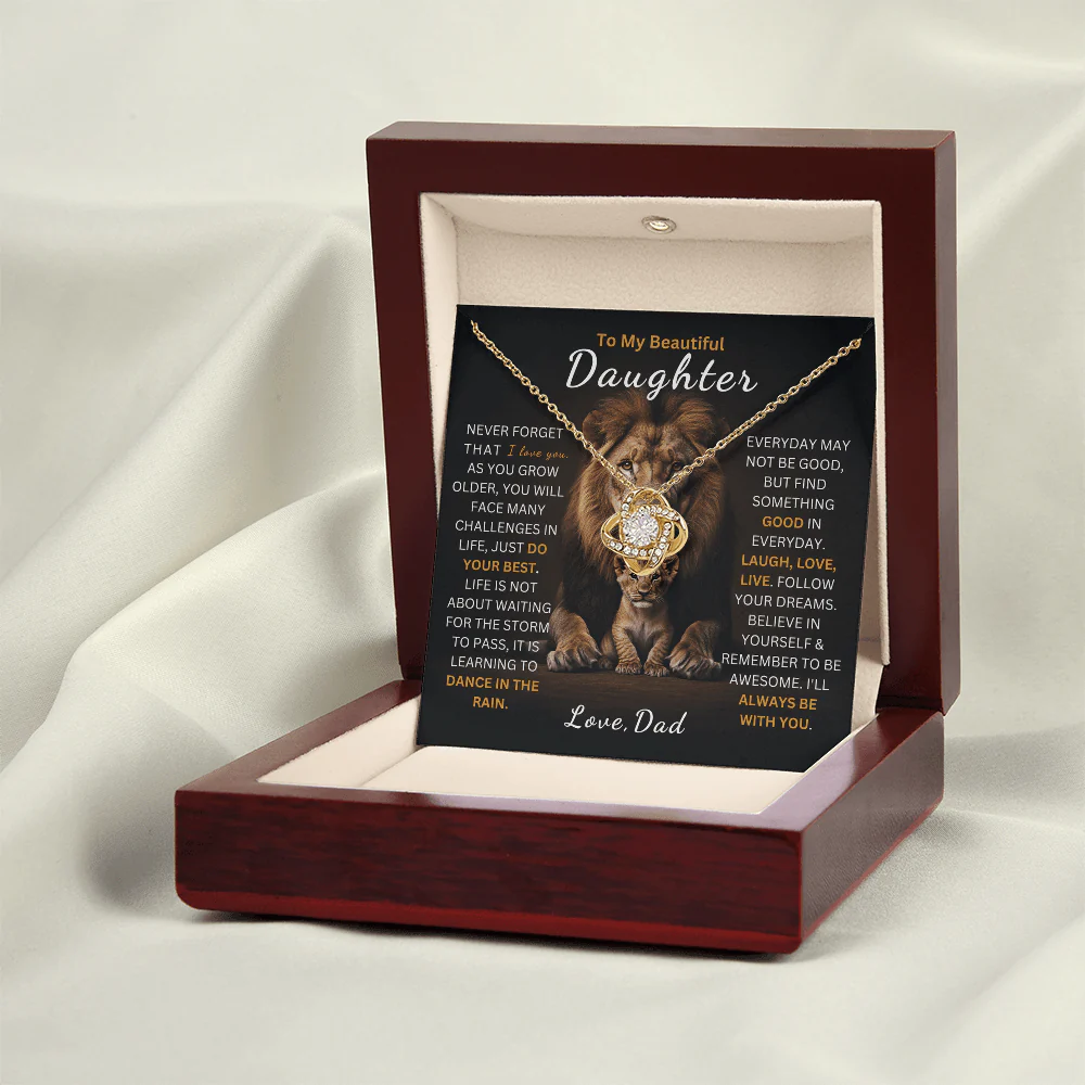 TO MY DAUGHTER FROM DAD "Always Be With You" - Premium Love Knot Necklace