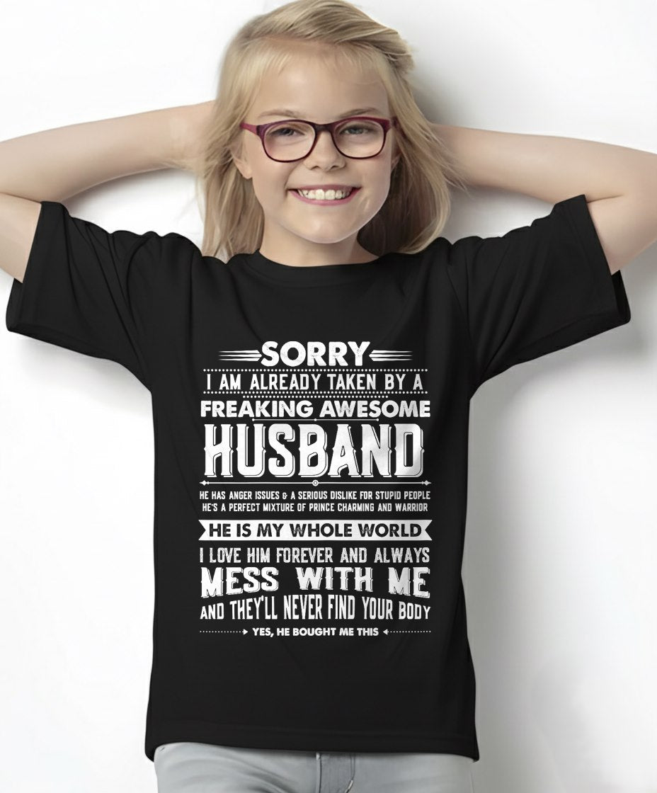 Taken by a Freaking Awesome Husband Funny Wife T-Shirt From HUSBAND - TRACY00 (SKU-TRAN-130504)