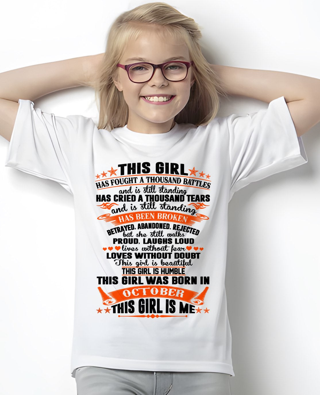 OCTOBER - HAS FOUGHT A THOUSAND BATTLES T-Shirt For WOMAN - TRACY10 (SKU2607-265-10)