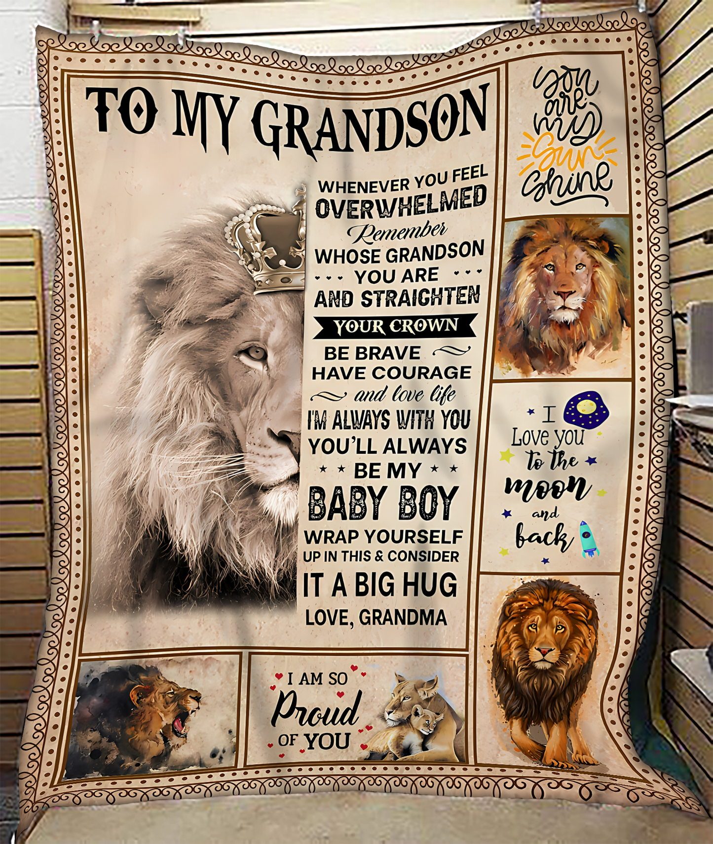 BLANKET FOR GRANDSON – COMFORT & WARMTH GIFT FROM GRANDMA  Sherpa Fleece Quilt Blanket tracy00 (SKUB12-BLK-02)