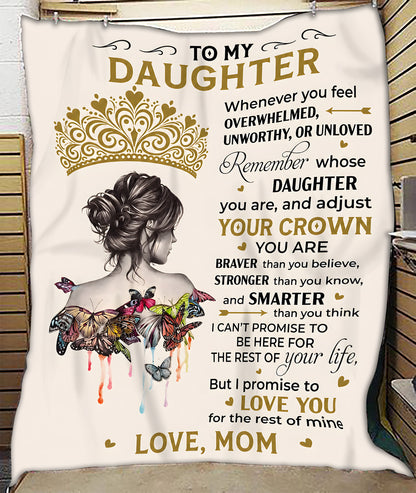 Special Gift "YOU ARE BRAVER THAN YOU BELIEVE" Blanket To Your Daughter  - From MOM TRACY00 (SKU2606-366)