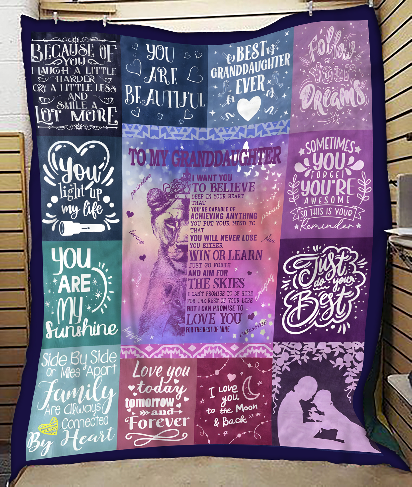 BLANKET FOR GRANDDAUGHTER – COMFORT & WARMTH GIFT FROM GRANDPARENTS  Sherpa Fleece Quilt Blanket tracy00 (SKUB11-BLK-04)