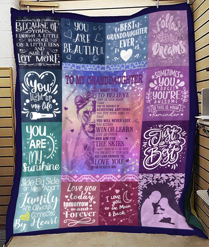 BLANKET FOR GRANDDAUGHTER – COMFORT & WARMTH GIFT FROM GRANDPARENTS  Sherpa Fleece Quilt Blanket tracy00 (SKUB11-BLK-04)
