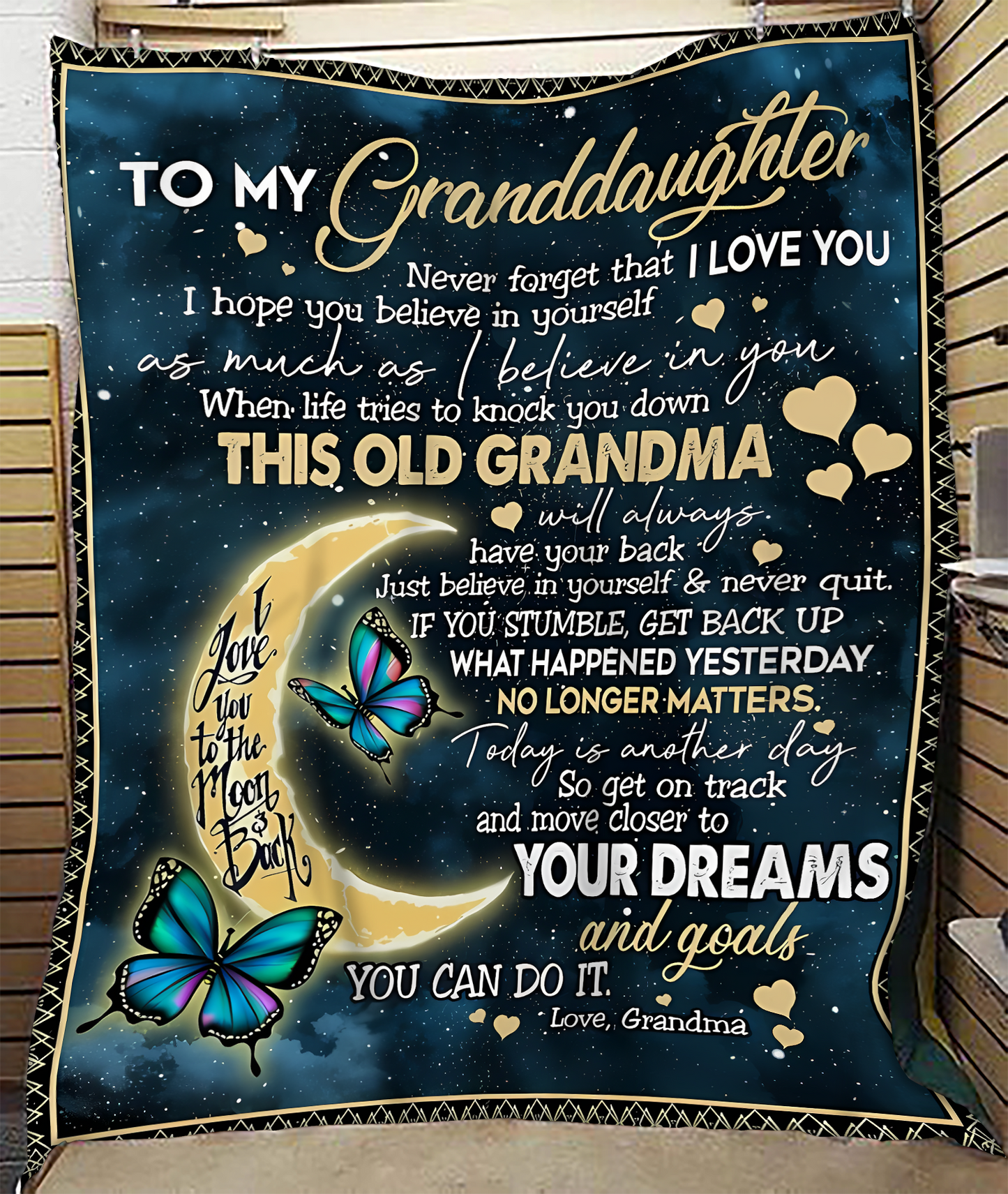 BLANKET FOR GRANDDAUGHTER – COMFORT & WARMTH GIFT FROM GRANDMA  Sherpa Fleece Quilt Blanket tracy00 (SKUB-BLK-GMD2)