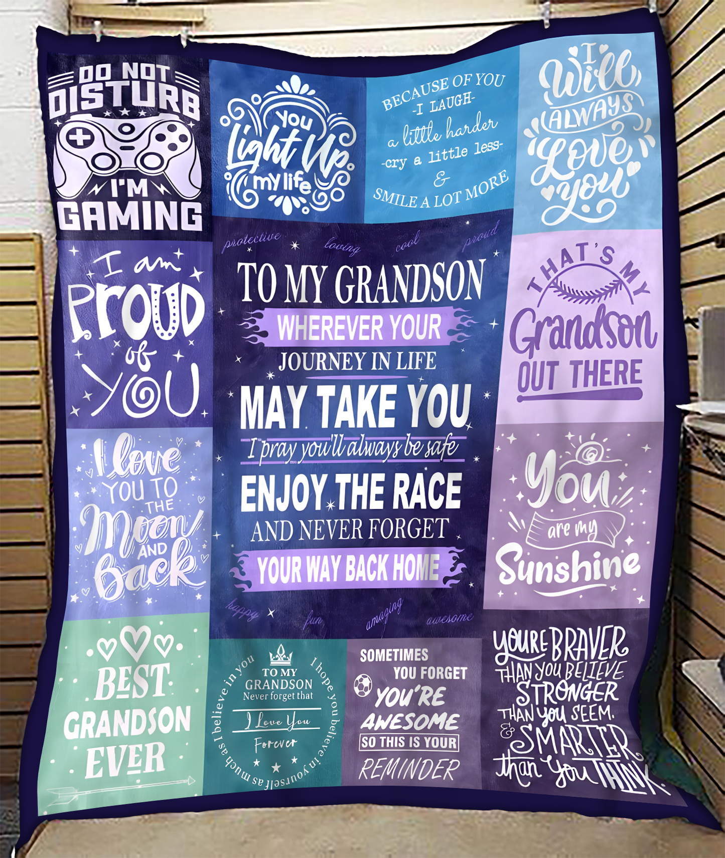BLANKET FOR GRANDSON – COMFORT & WARMTH GIFT FROM GRANDPARENTS  Sherpa Fleece Quilt Blanket tracy00 (SKUB11-BLK-02)