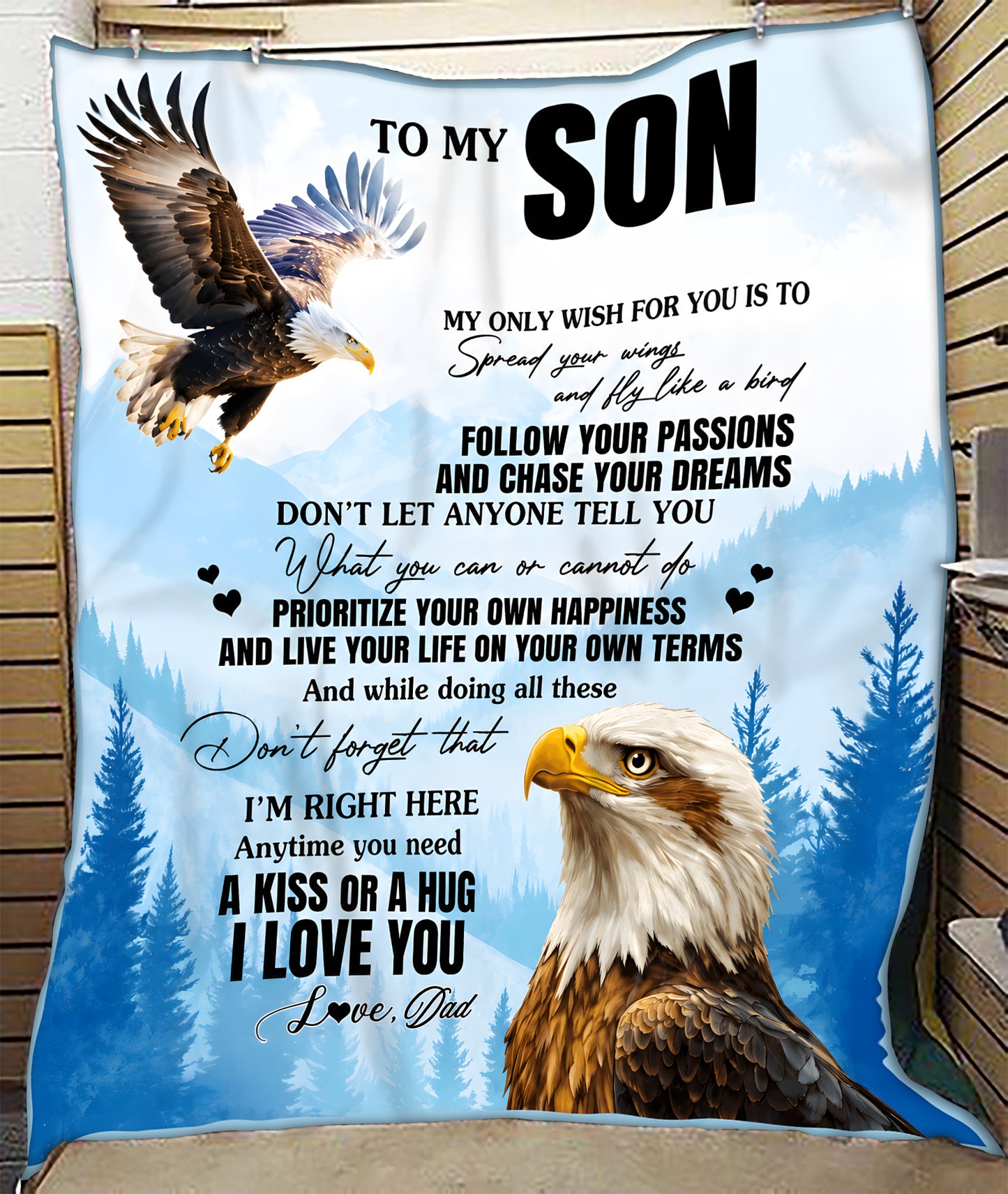 To My Son Blanket Sherpa Fleece Blanket Sherpa Fleece Blanket - From DAD (SKU2608-324)