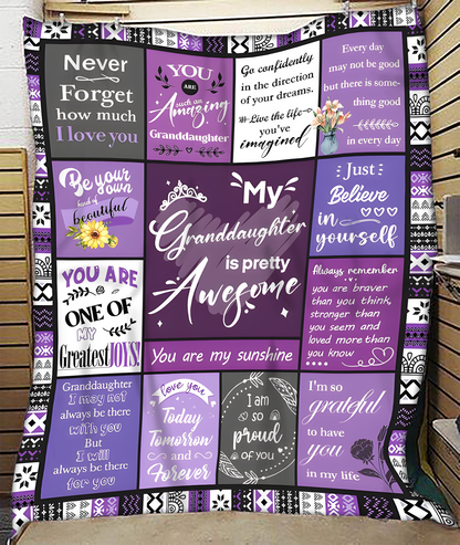 BLANKET FOR GRANDDAUGHTER – COMFORT & WARMTH GIFT FROM GRANDPARENTS  Sherpa Fleece Quilt Blanket tracy00 (SKUB11-BLK-03)
