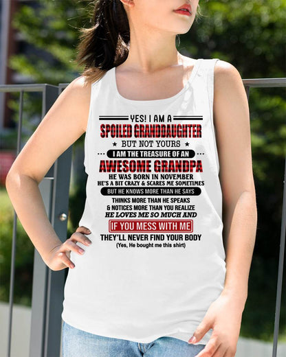 NOVEMBER - YES! I'M A SPOILED GRANDDAUGHTER - GIFT FROM GRANDPA - tracy11 (SKU26T-01317-11)