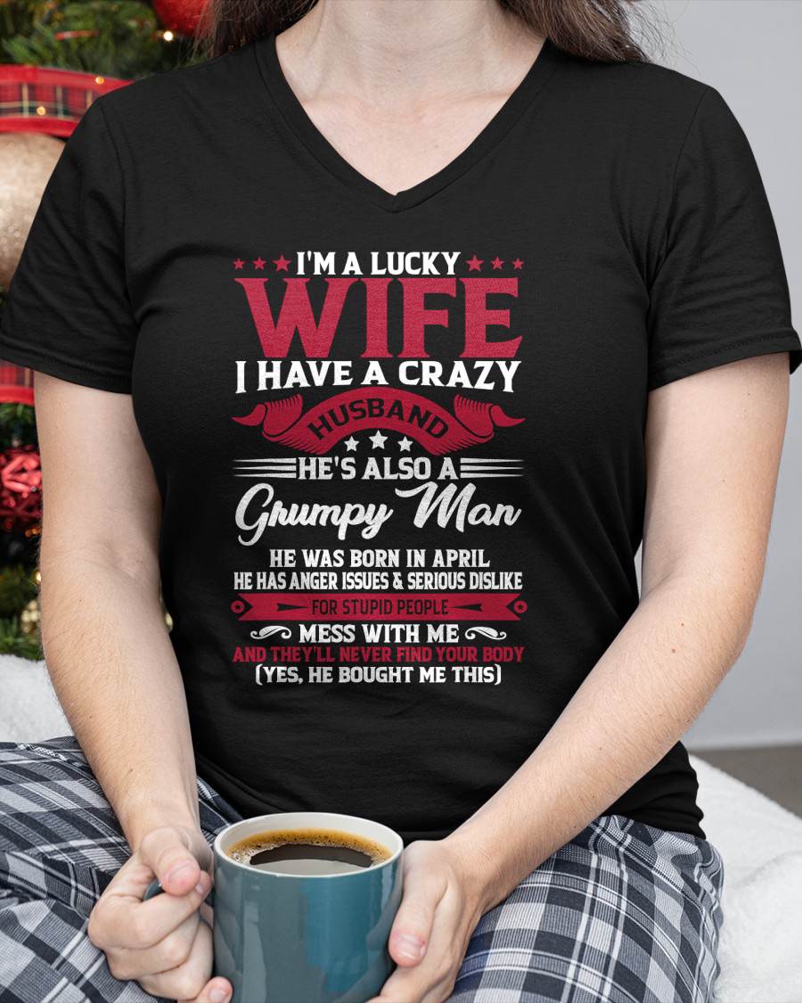 APRIL - PERFECT T-SHIRT FOR MY LUCKY WIFE - GIFT FROM HUSBAND - tracy04 (SKU10-156-04)