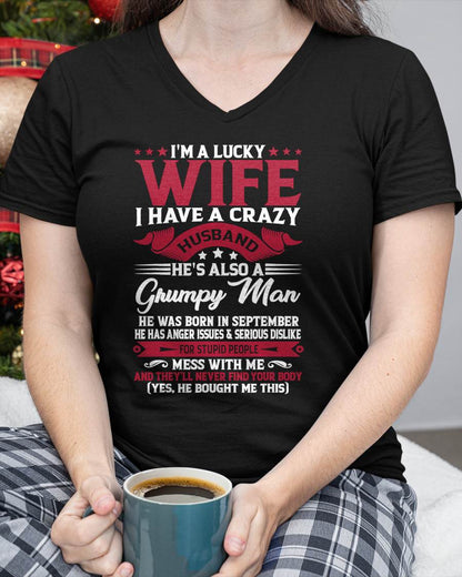 SEPTEMBER - PERFECT T-SHIRT FOR MY LUCKY WIFE - GIFT FROM HUSBAND - tracy09 (SKU10-156-09)