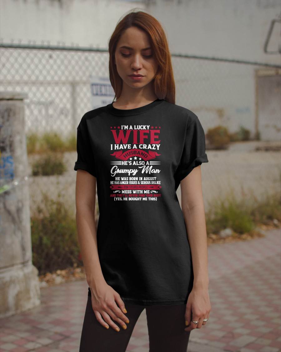 AUGUST - PERFECT T-SHIRT FOR MY LUCKY WIFE - GIFT FROM HUSBAND - tracy08 (SKU10-156-08)