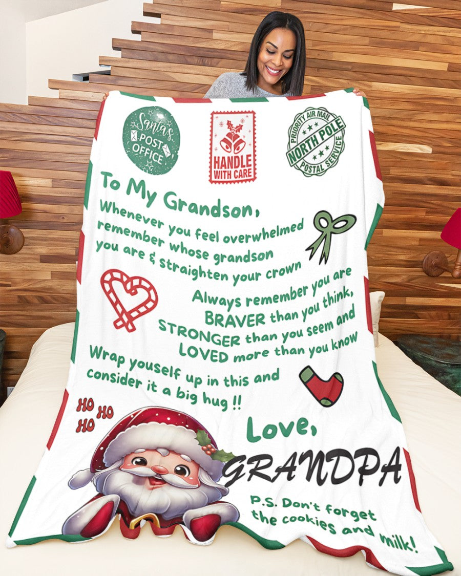 BLANKET FOR GRANDSON – COMFORT & WARMTH GIFT FROM GRANDPA  Sherpa Fleece Quilt Blanket tracy00 (SKUB10-182)