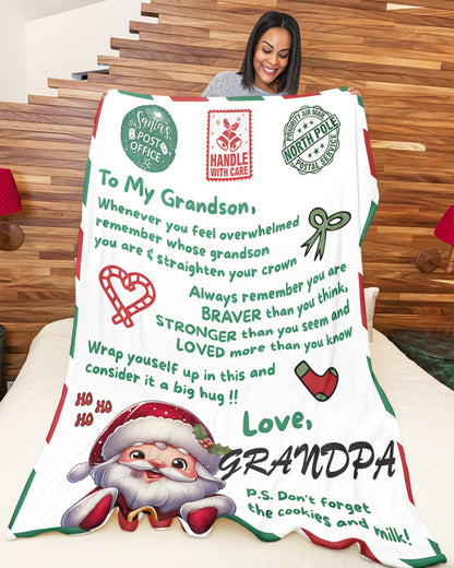 BLANKET FOR GRANDSON – COMFORT & WARMTH GIFT FROM GRANDPA  Sherpa Fleece Quilt Blanket tracy00 (SKUB10-182)