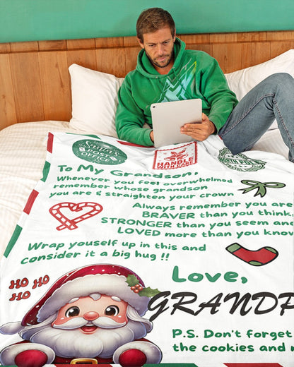 BLANKET FOR GRANDSON – COMFORT & WARMTH GIFT FROM GRANDPA  Sherpa Fleece Quilt Blanket tracy00 (SKUB10-182)