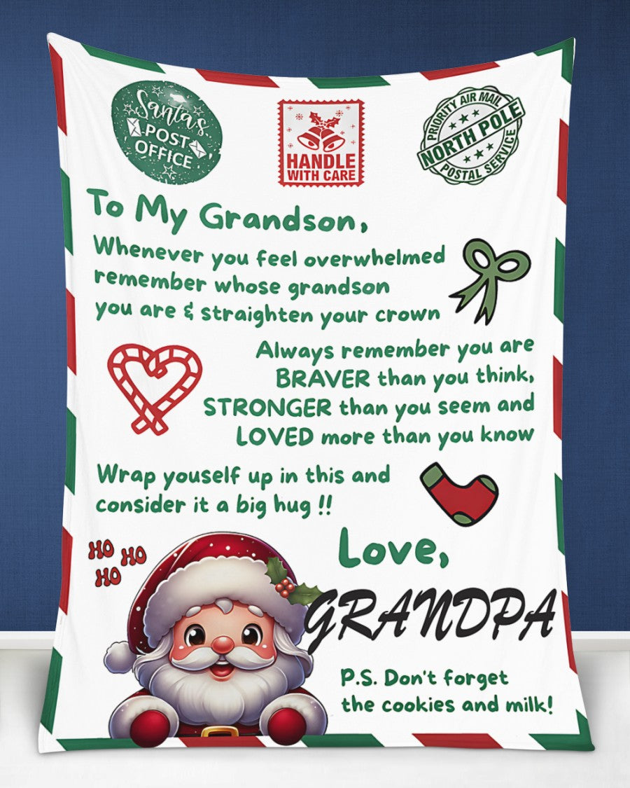 BLANKET FOR GRANDSON – COMFORT & WARMTH GIFT FROM GRANDPA  Sherpa Fleece Quilt Blanket tracy00 (SKUB10-182)