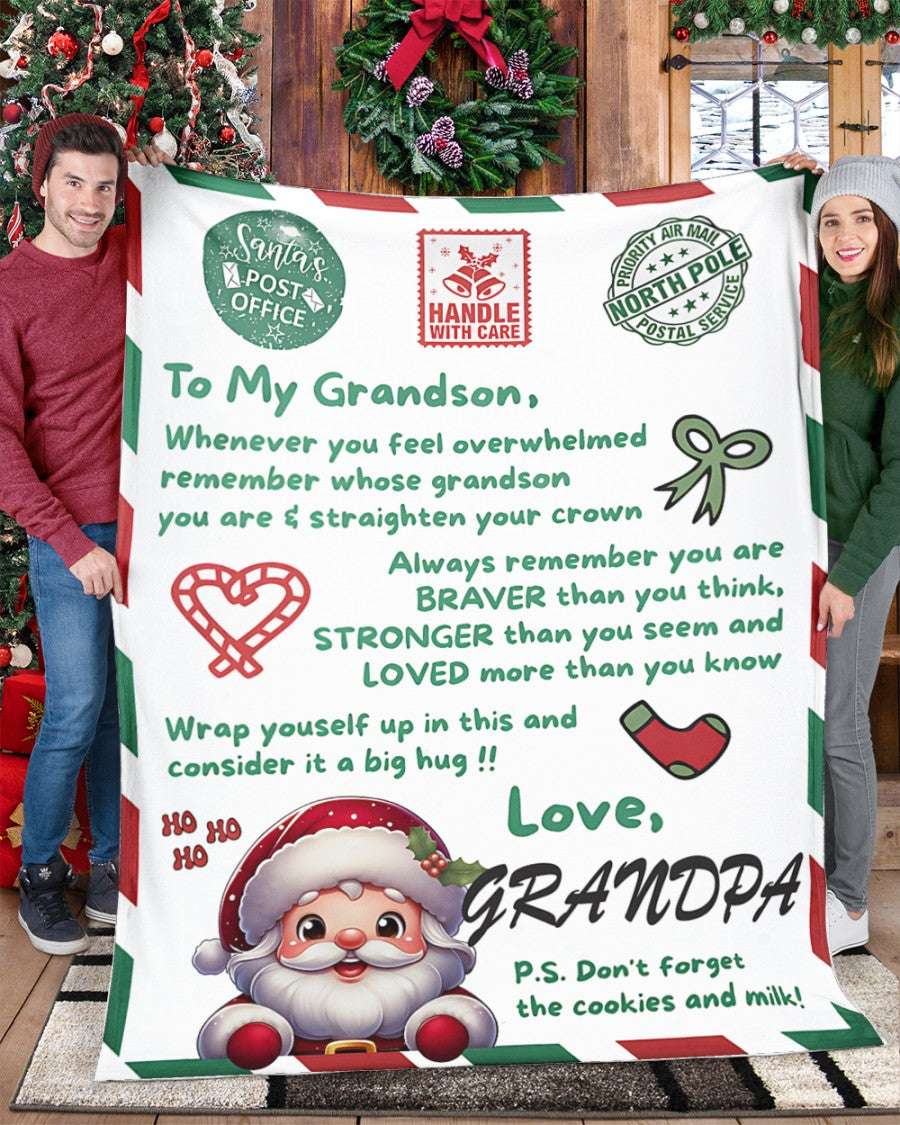 BLANKET FOR GRANDSON – COMFORT & WARMTH GIFT FROM GRANDPA  Sherpa Fleece Quilt Blanket tracy00 (SKUB10-182)