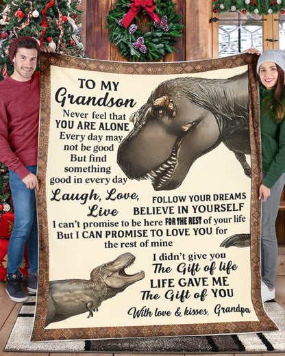 BLANKET FOR GRANDSON – COMFORT & WARMTH GIFT FROM GRANDPA  Sherpa Fleece Quilt Blanket tracy00 (SKUB-BLK-GPKL)