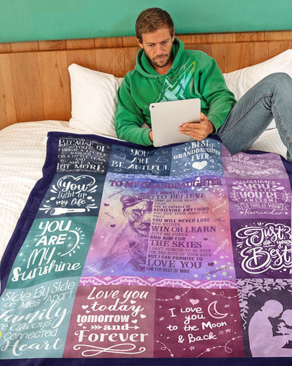 BLANKET FOR GRANDDAUGHTER – COMFORT & WARMTH GIFT FROM GRANDPARENTS  Sherpa Fleece Quilt Blanket tracy00 (SKUB11-BLK-04)
