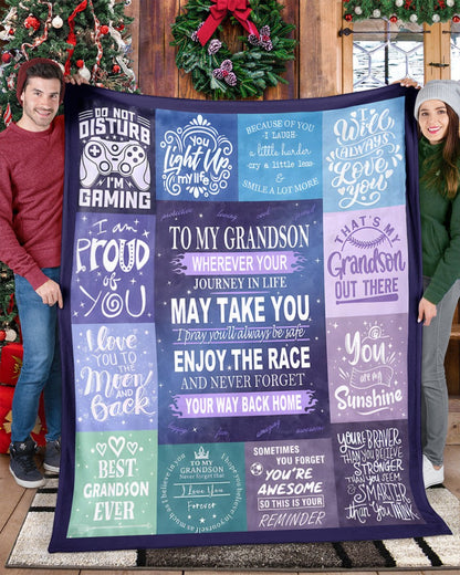 BLANKET FOR GRANDSON – COMFORT & WARMTH GIFT FROM GRANDPARENTS  Sherpa Fleece Quilt Blanket tracy00 (SKUB11-BLK-02)